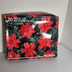 Noma Midget Lite Silk Poinsettia Set Strait Line Construction 12" Spacing  VTG